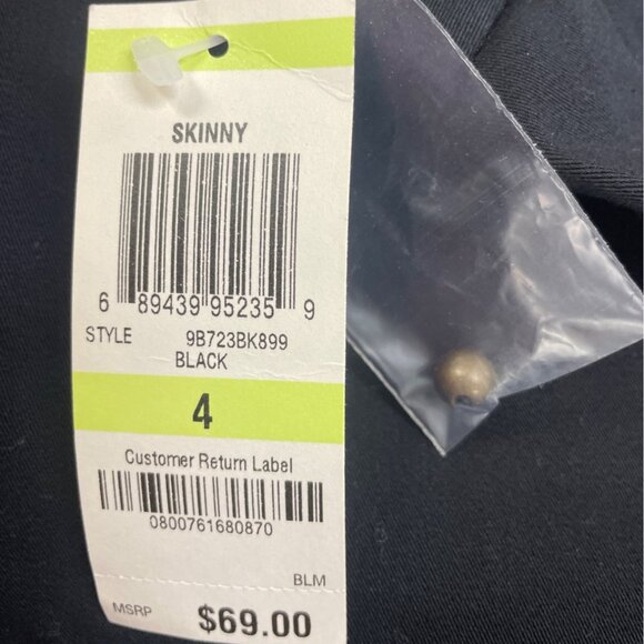 INC Womens Black Cropped Pants Slim Fit Button Detail Stretch Sz 4 - New - Picture 7 of 8